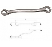 45° Double Ring Spanner - Stubby,  Flat Panel